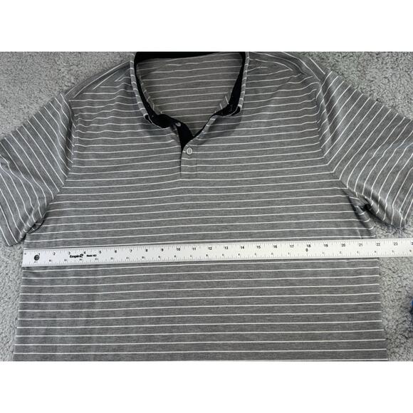 Lululemon Evolution Mens M/L Gray Striped Short Sleeve Polo Shirt - Picture 4 of 10